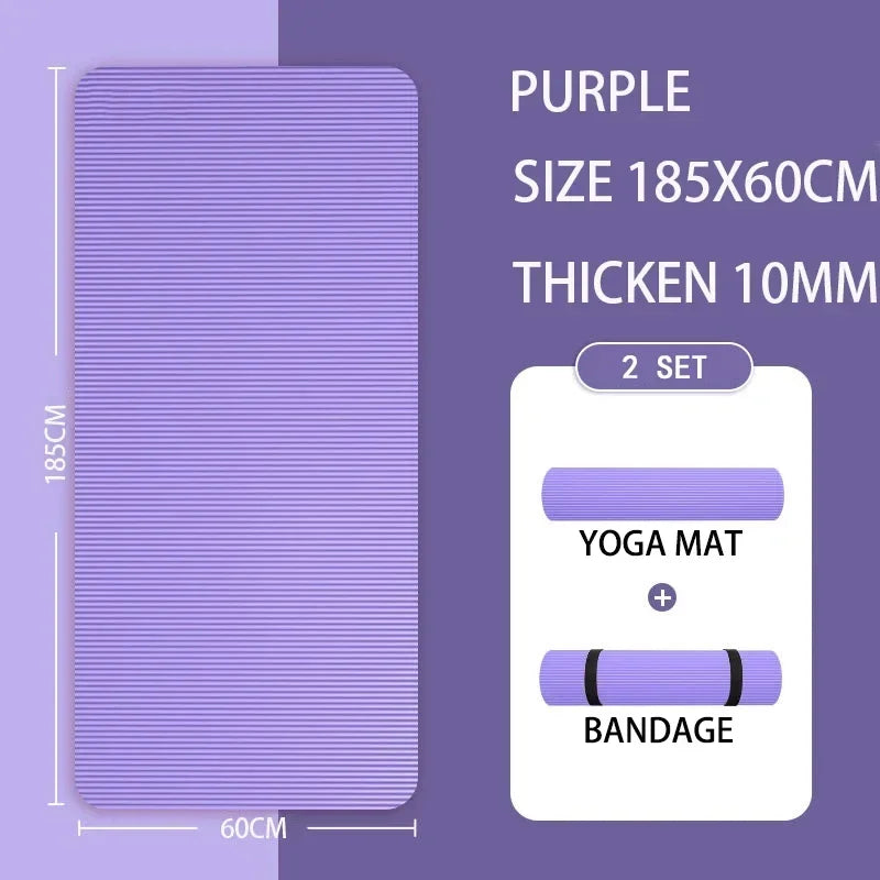 Thickened 15mm NBR Yoga Mat Double-sided Anti Slip Sports Fitness Mat Sports Yoga and Pilates Gymnastics Mat Fitness Equipment