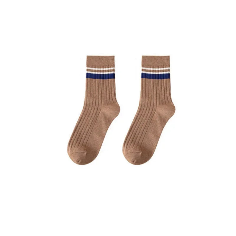 Men's Striped Cotton Socks Spring Fashion Casual Socks High Quality Harajuku Retro Socks Man Calcetines Hombre Meias Masculina