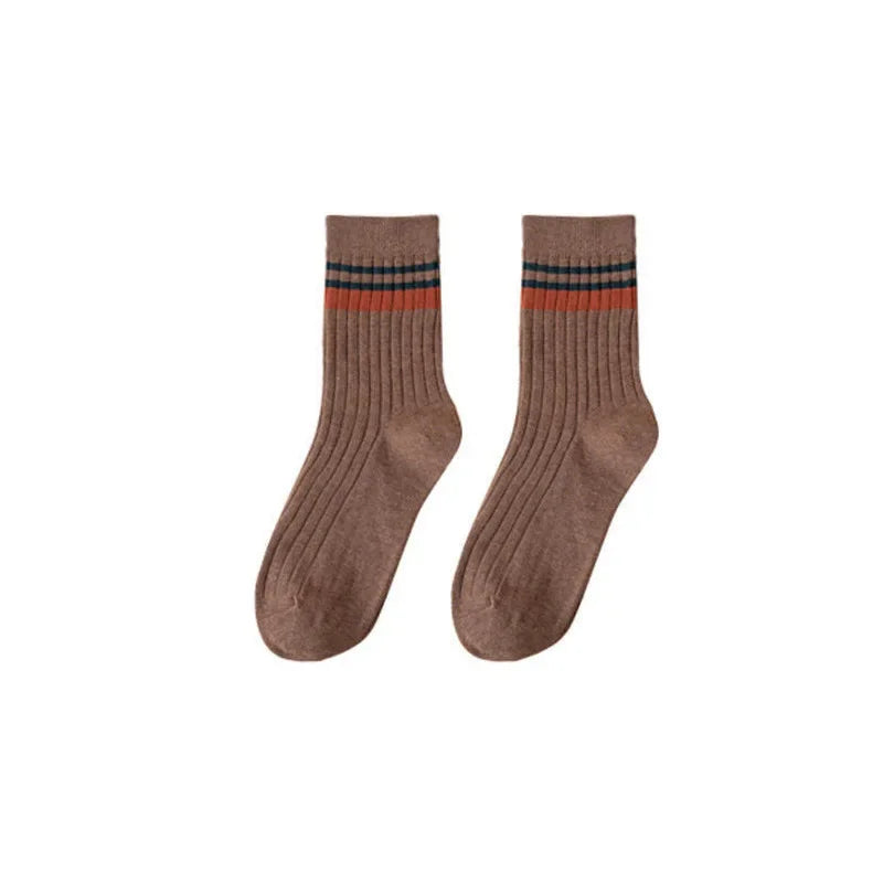 Men's Striped Cotton Socks Spring Fashion Casual Socks High Quality Harajuku Retro Socks Man Calcetines Hombre Meias Masculina
