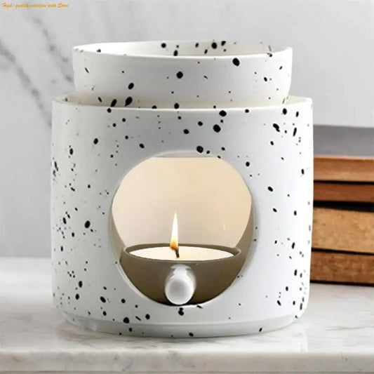 Colorful Dots Ceramics Aromas Diffuser Burners with Tealight Holder Spoon and Removable Bowl for Scented Distribution 203F