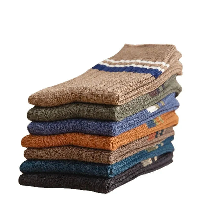Men's Striped Cotton Socks Spring Fashion Casual Socks High Quality Harajuku Retro Socks Man Calcetines Hombre Meias Masculina