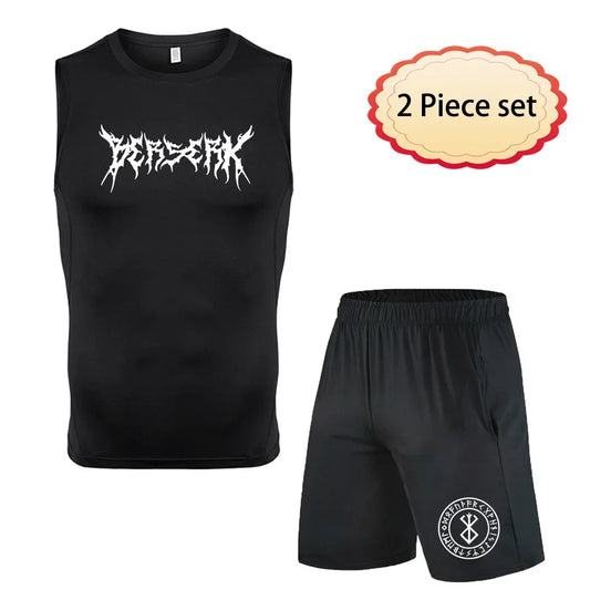 Anime Men's Running Tank Tops Fitness Sportswear Athletic Vests Training Gym Clothes Sports Suits Workout Jogging Rashguard Kit