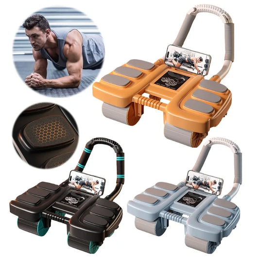 Abdominal Wheeled Exerciser Six-wheel Design Slider Abdominal Training Wheel Automatic Bounce Anti-slip Gym Fitness Equipment