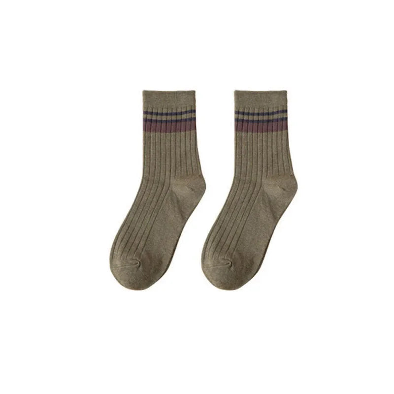Men's Striped Cotton Socks Spring Fashion Casual Socks High Quality Harajuku Retro Socks Man Calcetines Hombre Meias Masculina