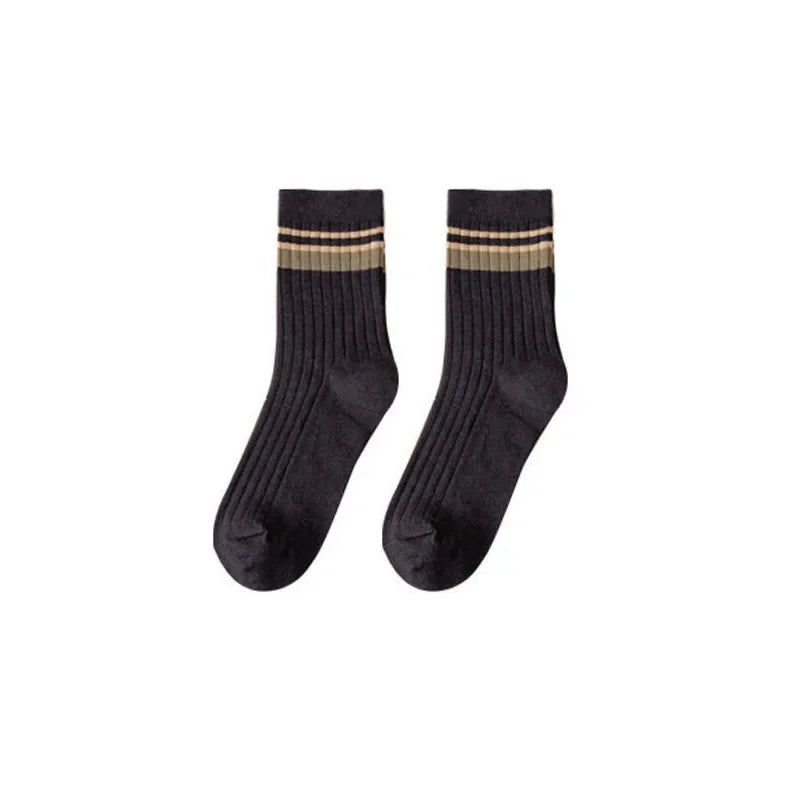 Men's Striped Cotton Socks Spring Fashion Casual Socks High Quality Harajuku Retro Socks Man Calcetines Hombre Meias Masculina