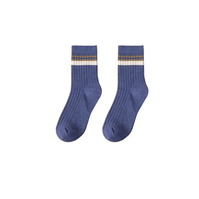 Men's Striped Cotton Socks Spring Fashion Casual Socks High Quality Harajuku Retro Socks Man Calcetines Hombre Meias Masculina