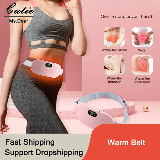 Heated Massage Warm Palace Belt Hot Compression Vibration Belt Abdomen Waist Stomach Warming Pain Relief Heating Massage Device