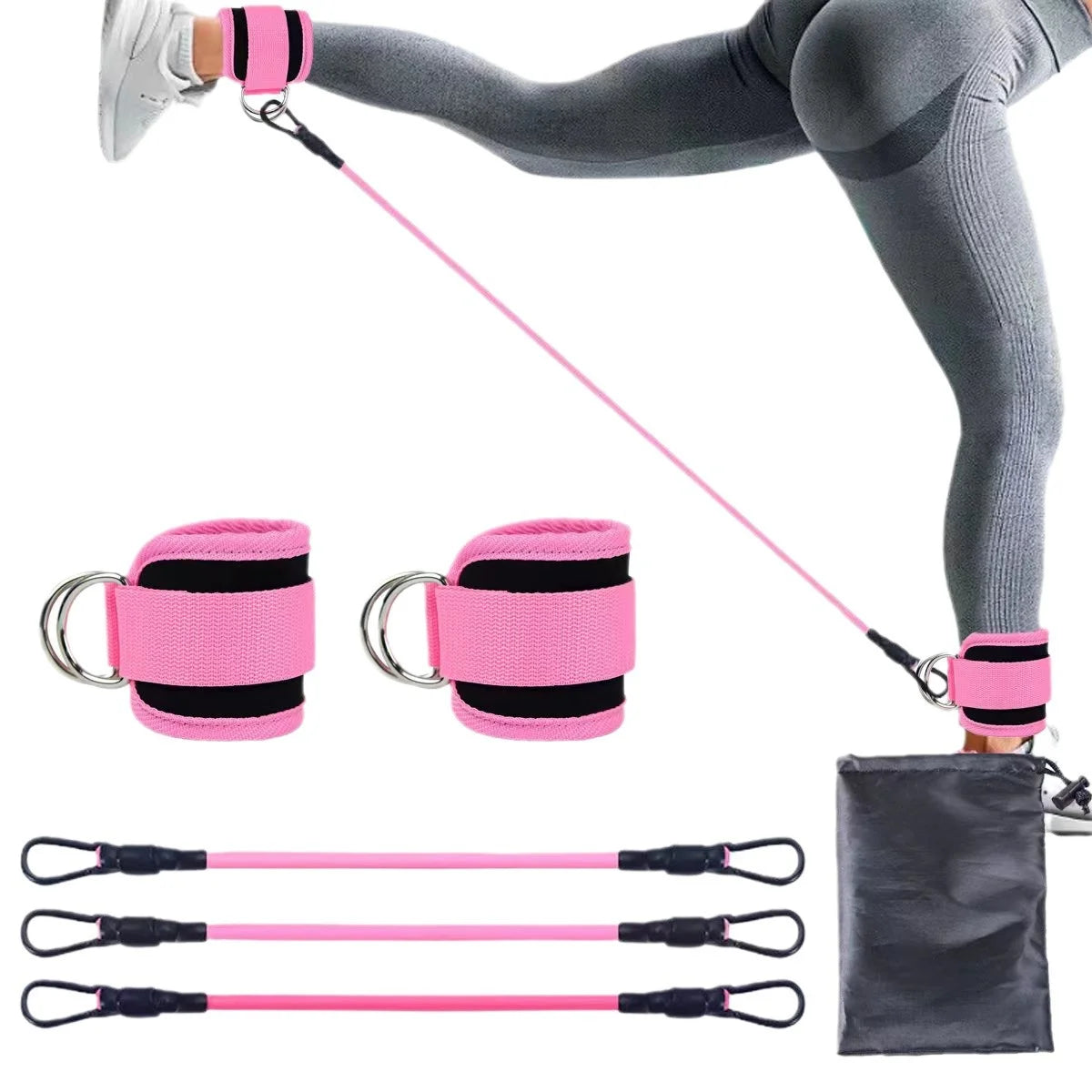 Ankle Belt Resistance Kit for Sports Exercise Yoga Elastic Ankle Weight Women's Strength Training Equipment Safe and Practical