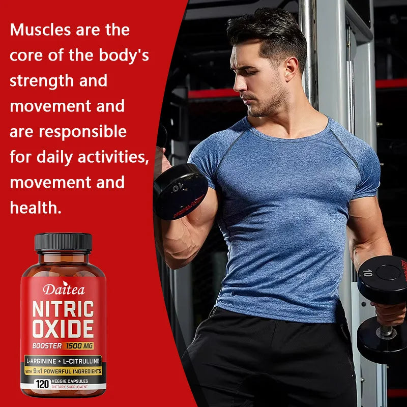 Nitric Oxide Capsules - Helps Improve Workout Performance, Muscle Growth and Strengthening, Physical Fitness