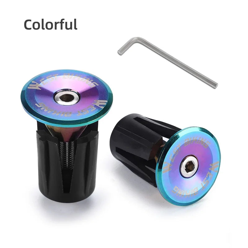 WEST BIKING Colorful Handlebar End Plugs With Tools Alunimum Alloy Road Bike MTB Handle Bar End Cap Expansion Plugs 22-24mm